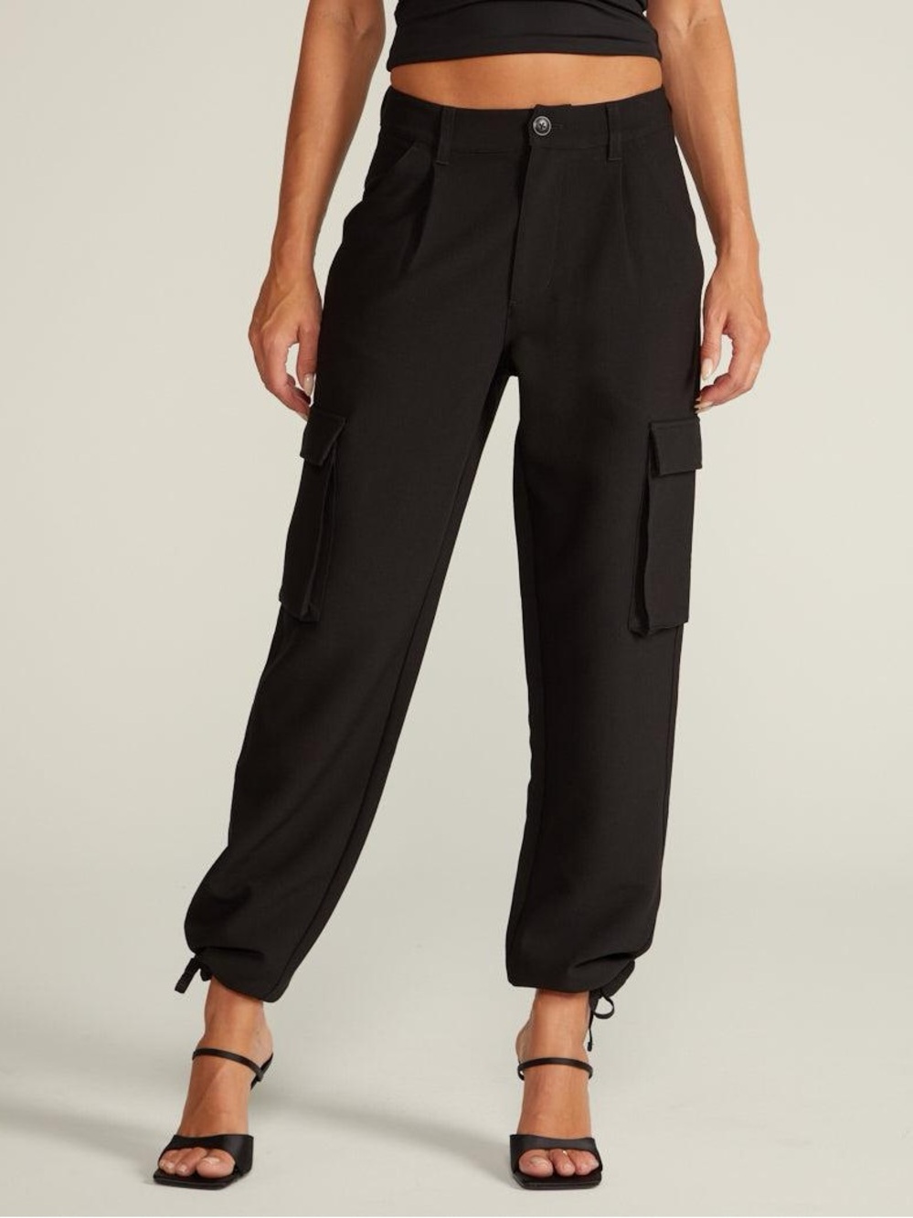 BYLT Basics Midtown Straight Leg Cargo Pant Black Women L Minimalist Everyday